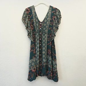 Angie Floral Dress Green Floral Womens Size Small